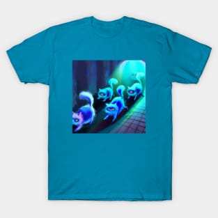 Several Blue Cats Escape Through a Sewer T-Shirt